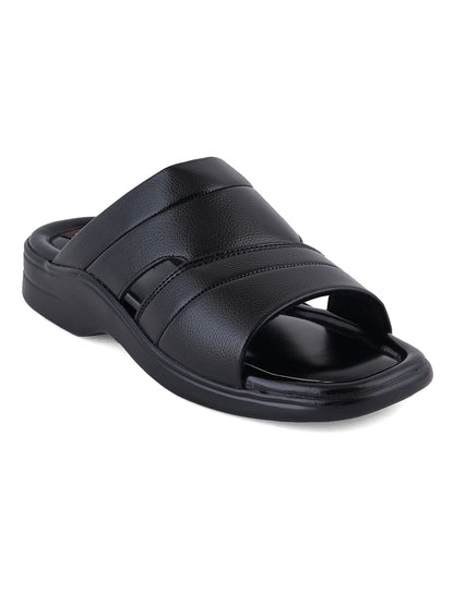 STYLE SHOES Black Micro Upper Sandals for Men