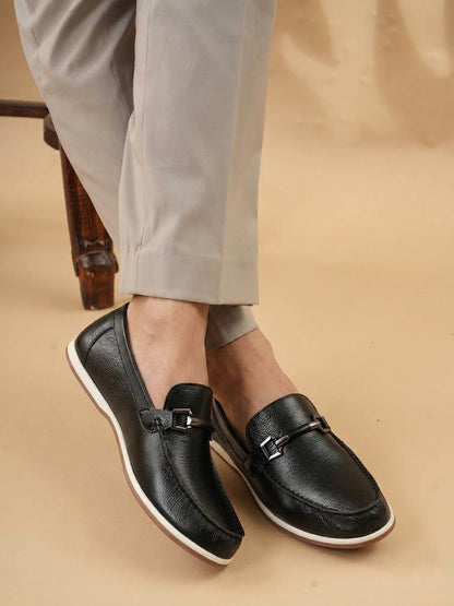 Men's Black Leather Casual Loafers