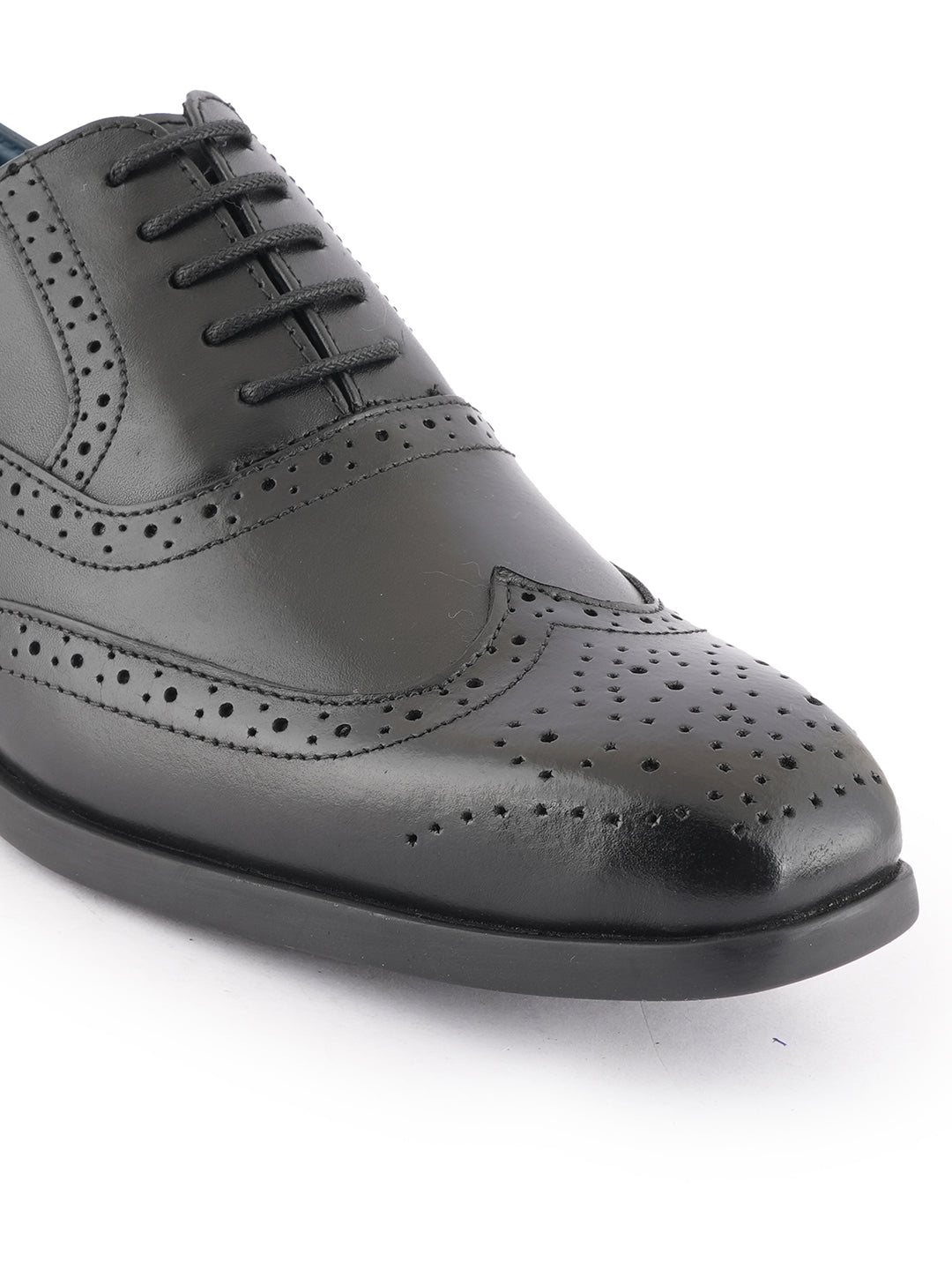 Black Lace Up Men Leather Formal Brogue Shoes