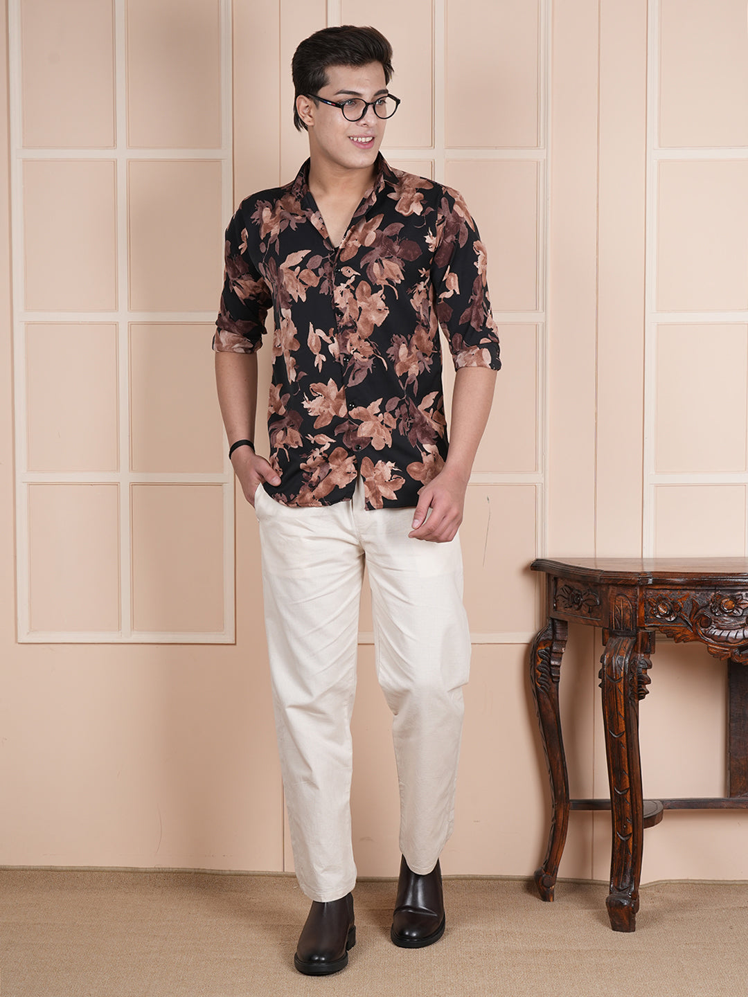 Men Relaxed Straight Leg Easy Wash Cream Linen Blend Trouser