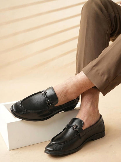 Men's Black Leather Casual Loafers
