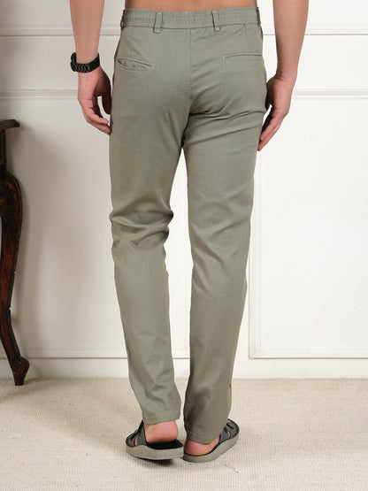 Men Relaxed Straight Leg High-Rise Easy Wash Mint Green Linen Trousers