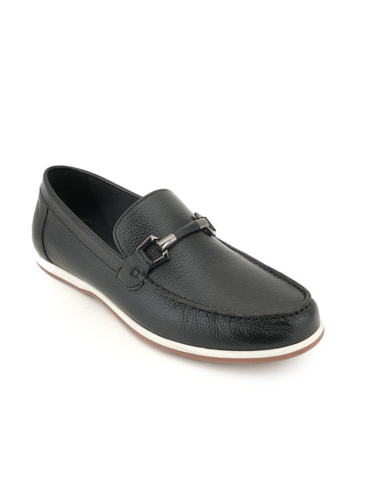 Men's Black Leather Casual Loafers