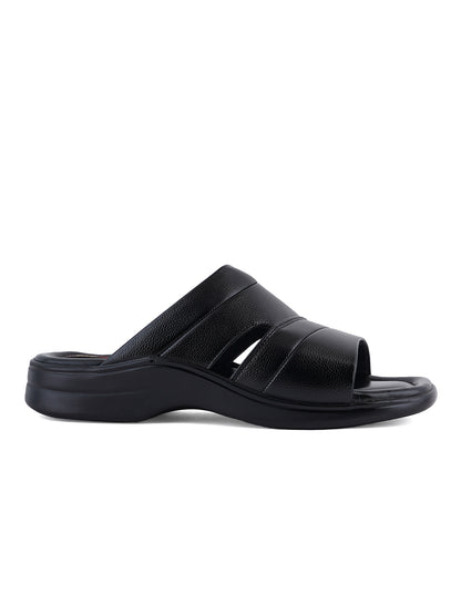 STYLE SHOES Black Micro Upper Sandals for Men