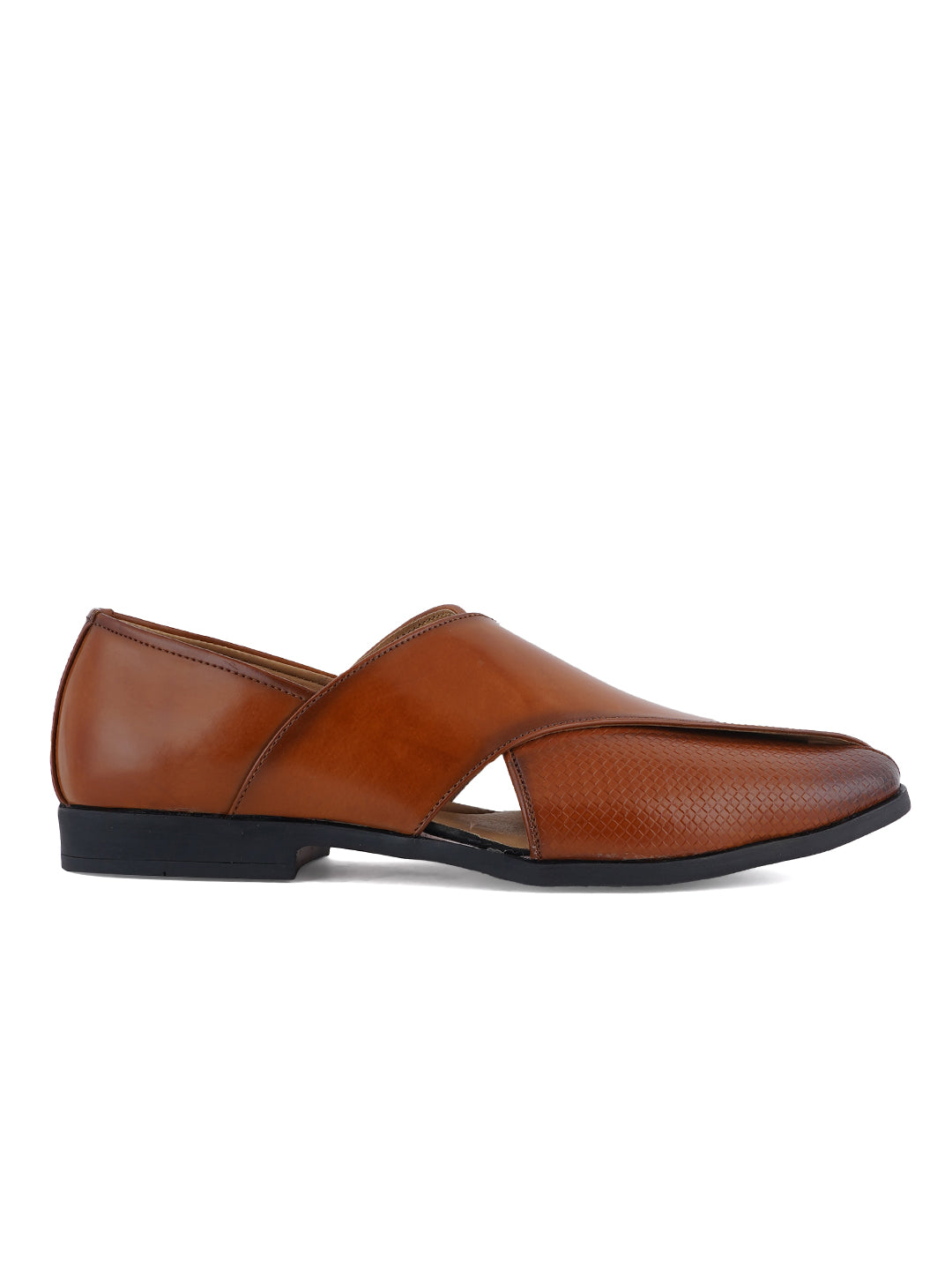 Tan Micro Upper Peshawari Sandals for Men
