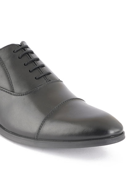 Black Lace Up Men Leather Formal Oxford Shoes