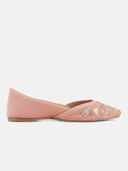 Style Shoes Designer Ethnic Embellished Square Toe Mojaris/Jutti For Women and Girls