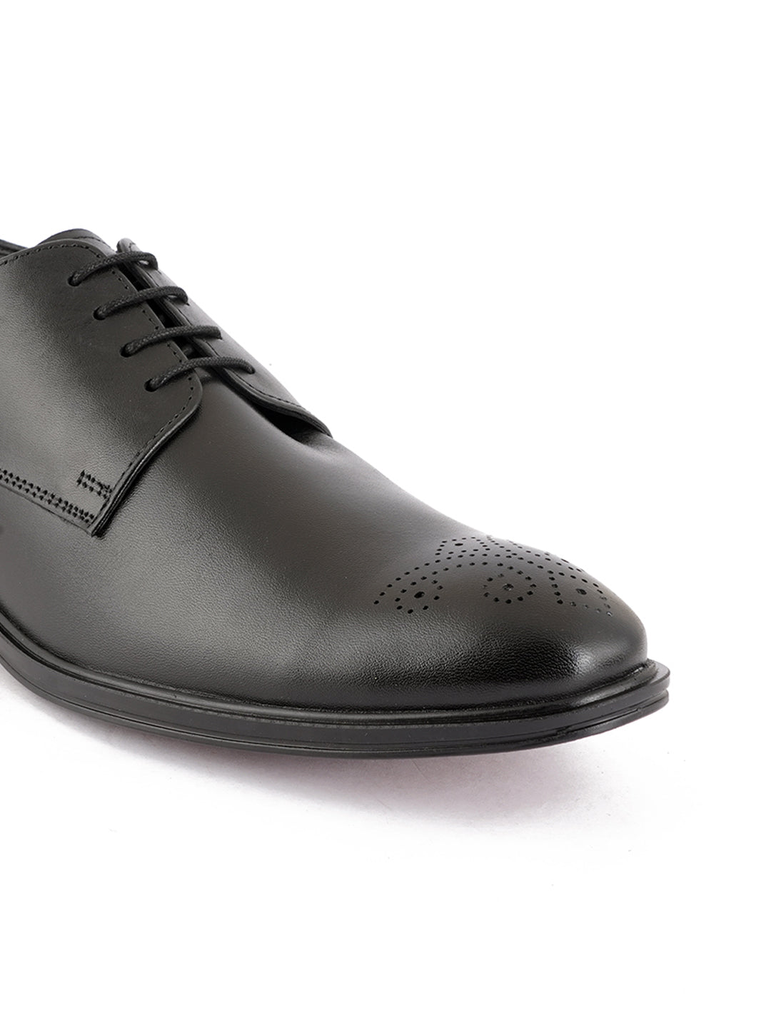 Black Men Leather Lace-Ups Formal Derby Shoes