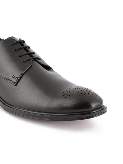 Black Men Leather Lace-Ups Formal Derby Shoes