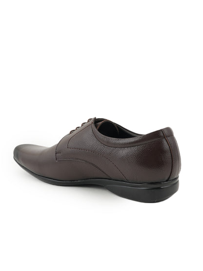 Brown Leather Formal Lace Up Derby Shoes for Men