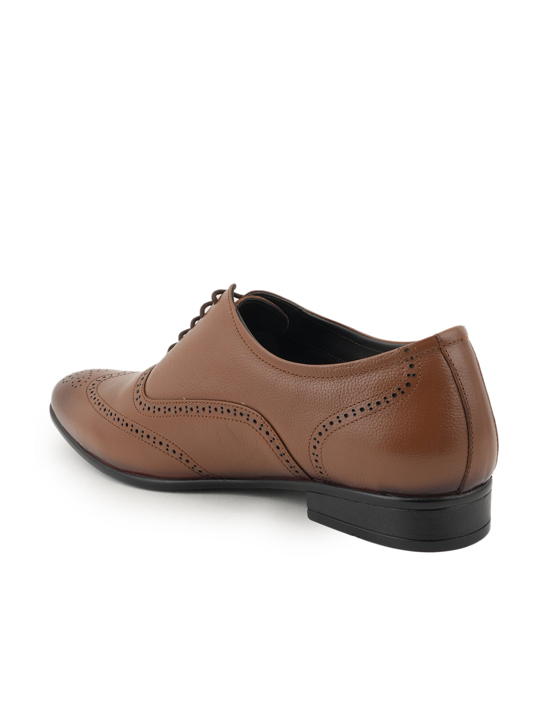 Tan Lace Up Men Leather Formal Brogue Shoes