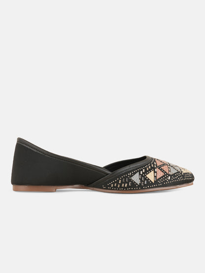 Style Shoes Designer Ethnic Embellished Square Toe Mojaris/Jutti For Women and Girls