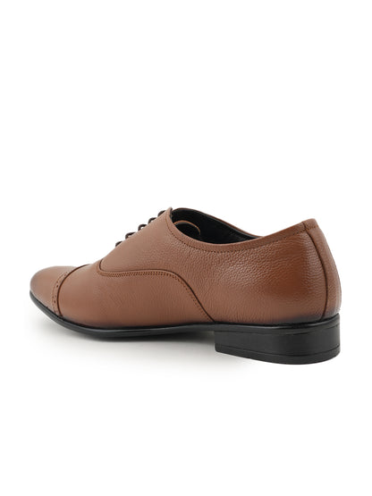 Tan Lace Up Leather Formal Oxford Shoes for Men