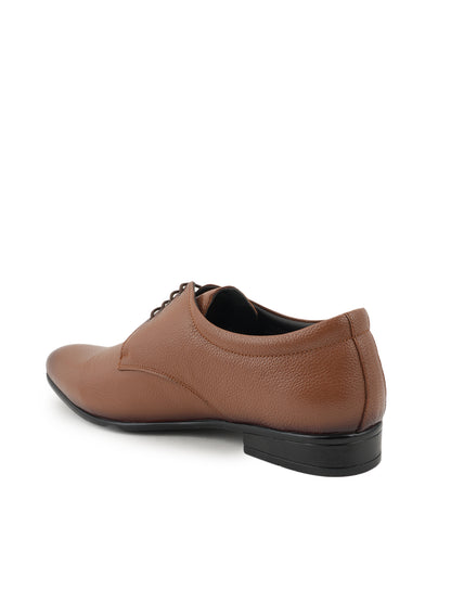 Tan Men Leather Formal Derby Shoes