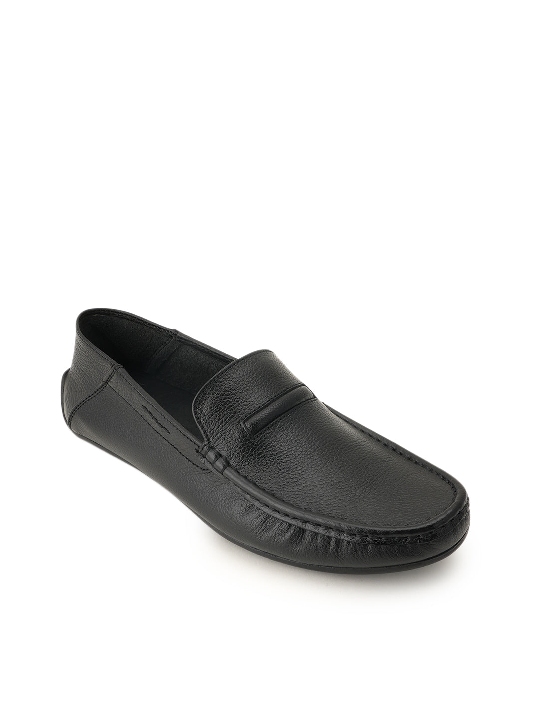 Men's Black Leather Casual Loafers