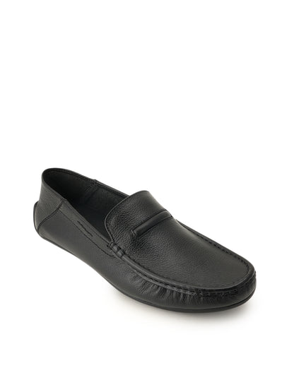 Men's Black Leather Casual Loafers