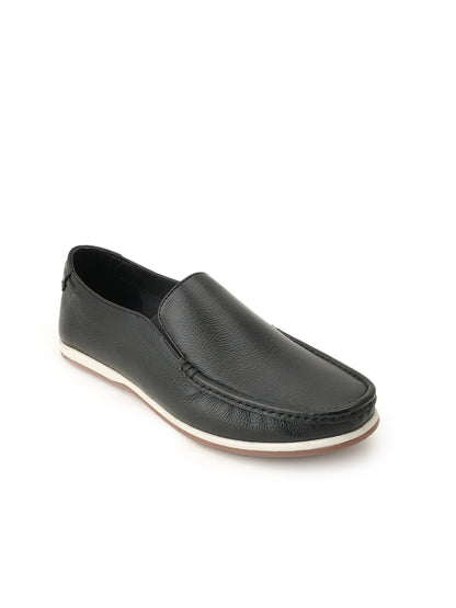 Men's Black Leather Casual Loafers