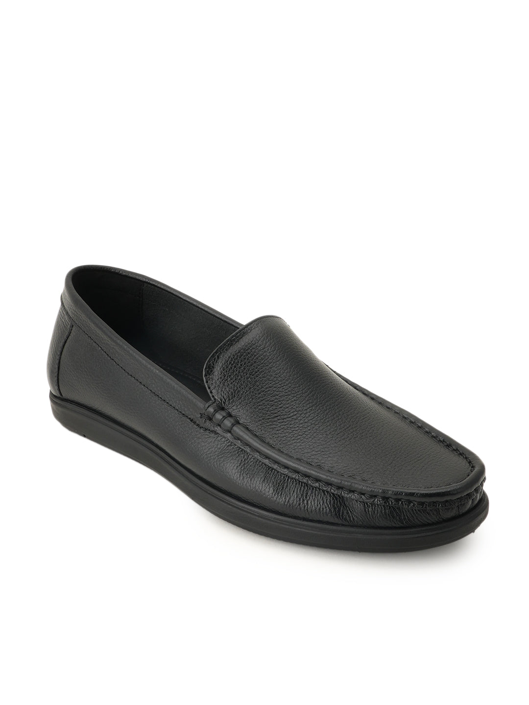Men's Black Leather Casual Loafers