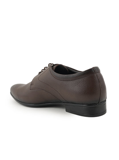 Brown Men Leather Formal Derby Shoes