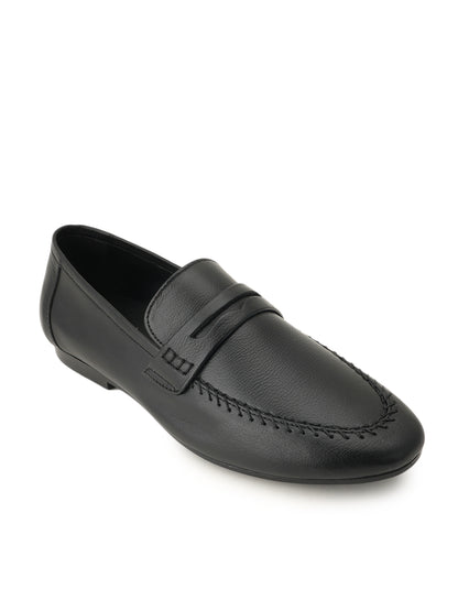 Men's Black Leather Casual Loafers