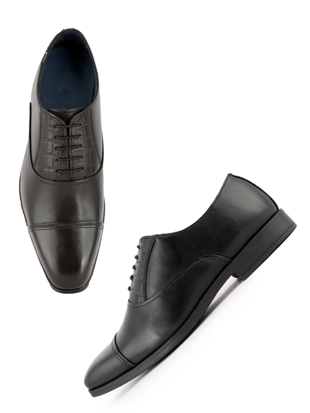 Black Lace Up Men Leather Formal Oxford Shoes
