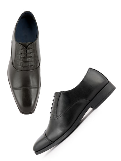 Black Lace Up Men Leather Formal Oxford Shoes