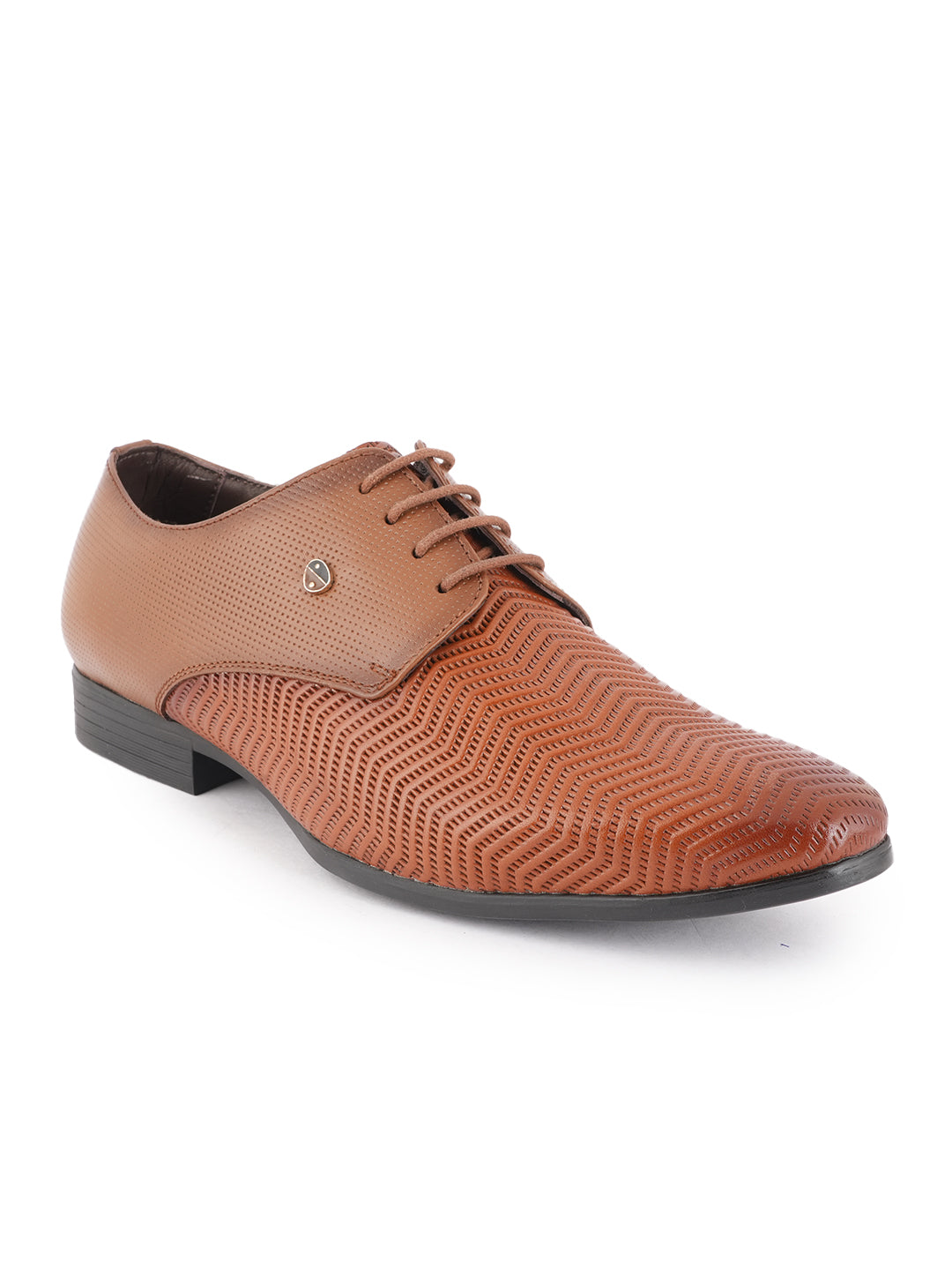 Tan Men Leather Formal Derby Shoes