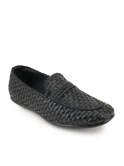 Men's Black Leather Casual Loafers