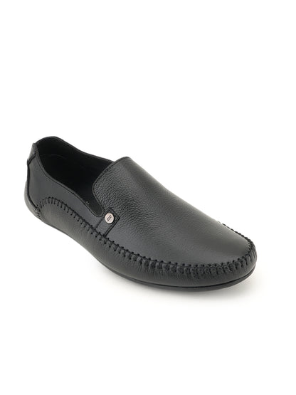 Men's Black Leather Casual Loafers