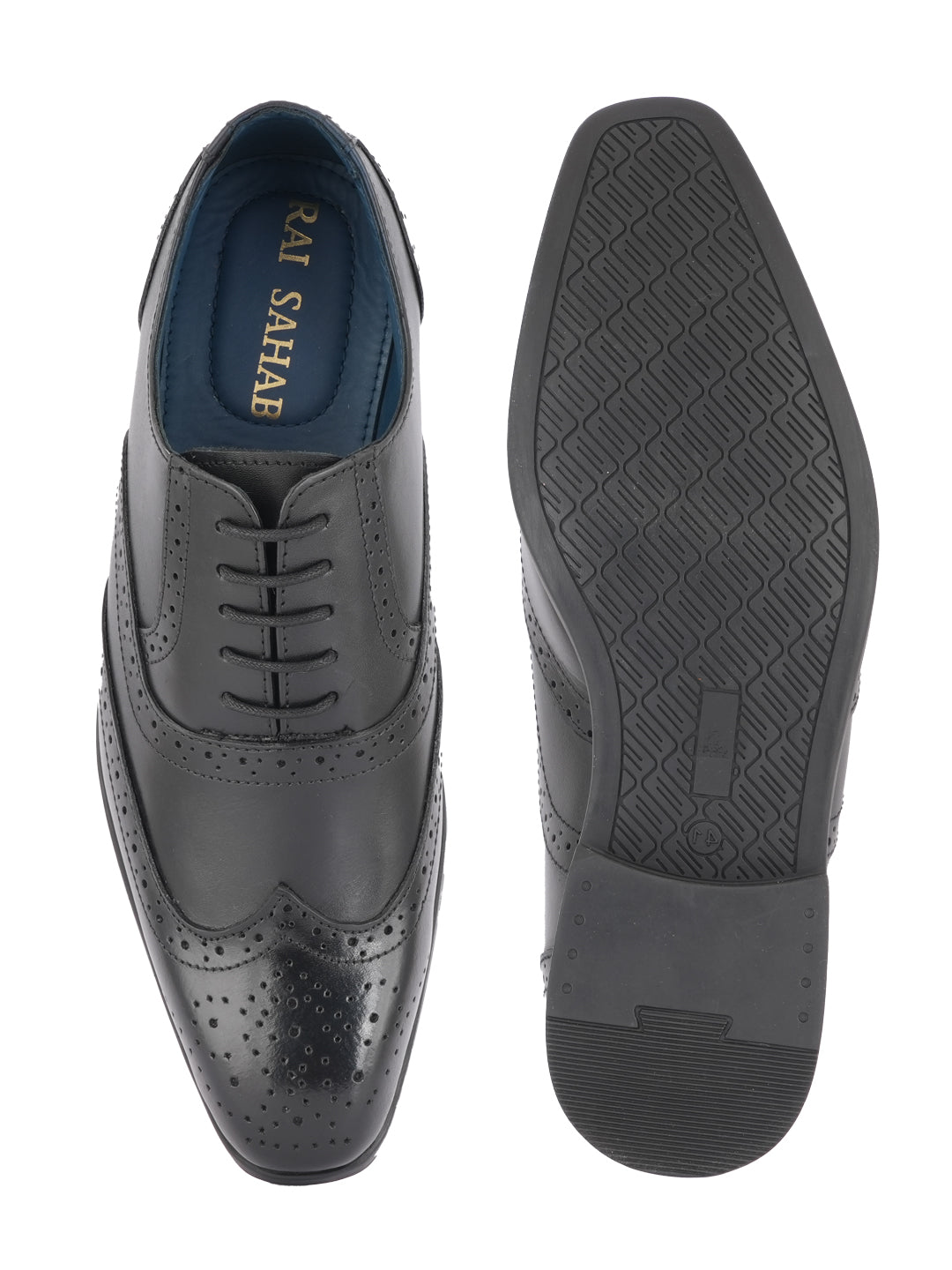 Black Lace Up Men Leather Formal Brogue Shoes