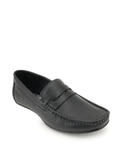 Men's Black Leather Casual Loafers