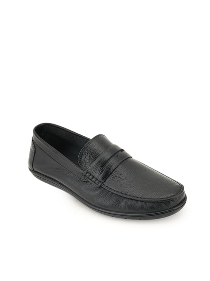 Men's Black Leather Casual Loafers