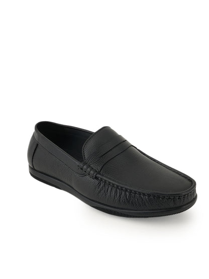 Men's Black Leather Casual Loafers