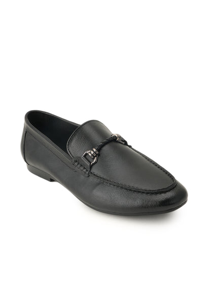 Men's Black Leather Casual Loafers