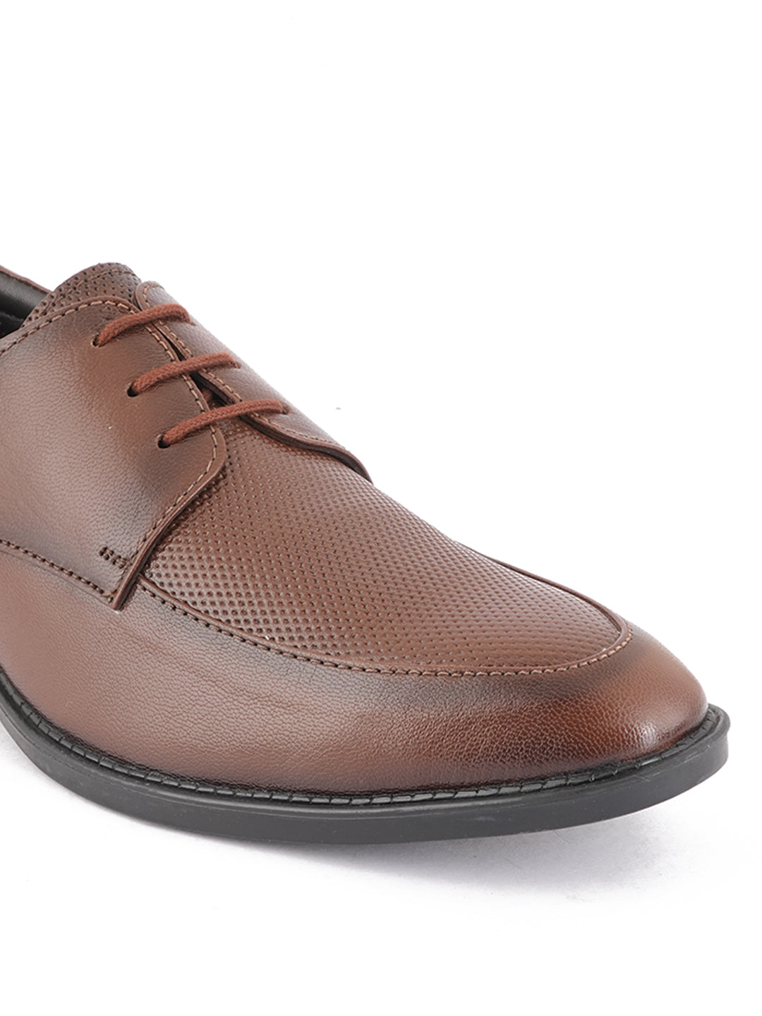 Tan Men Leather Formal Derby Shoes