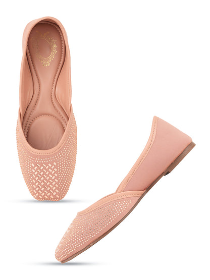 Style Shoes Designer Ethnic Embellished Square Toe Mojaris/Jutti For Women and Girls
