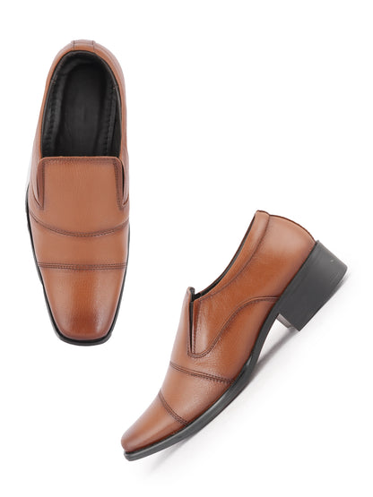 Tan Men Leather Formal Moccasin Shoes