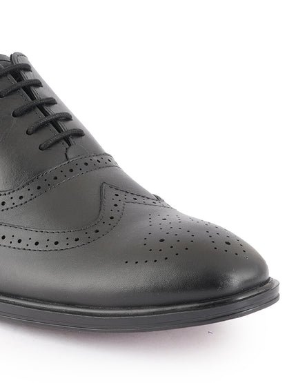 Black Lace Up Men Leather Formal Brogue Shoes