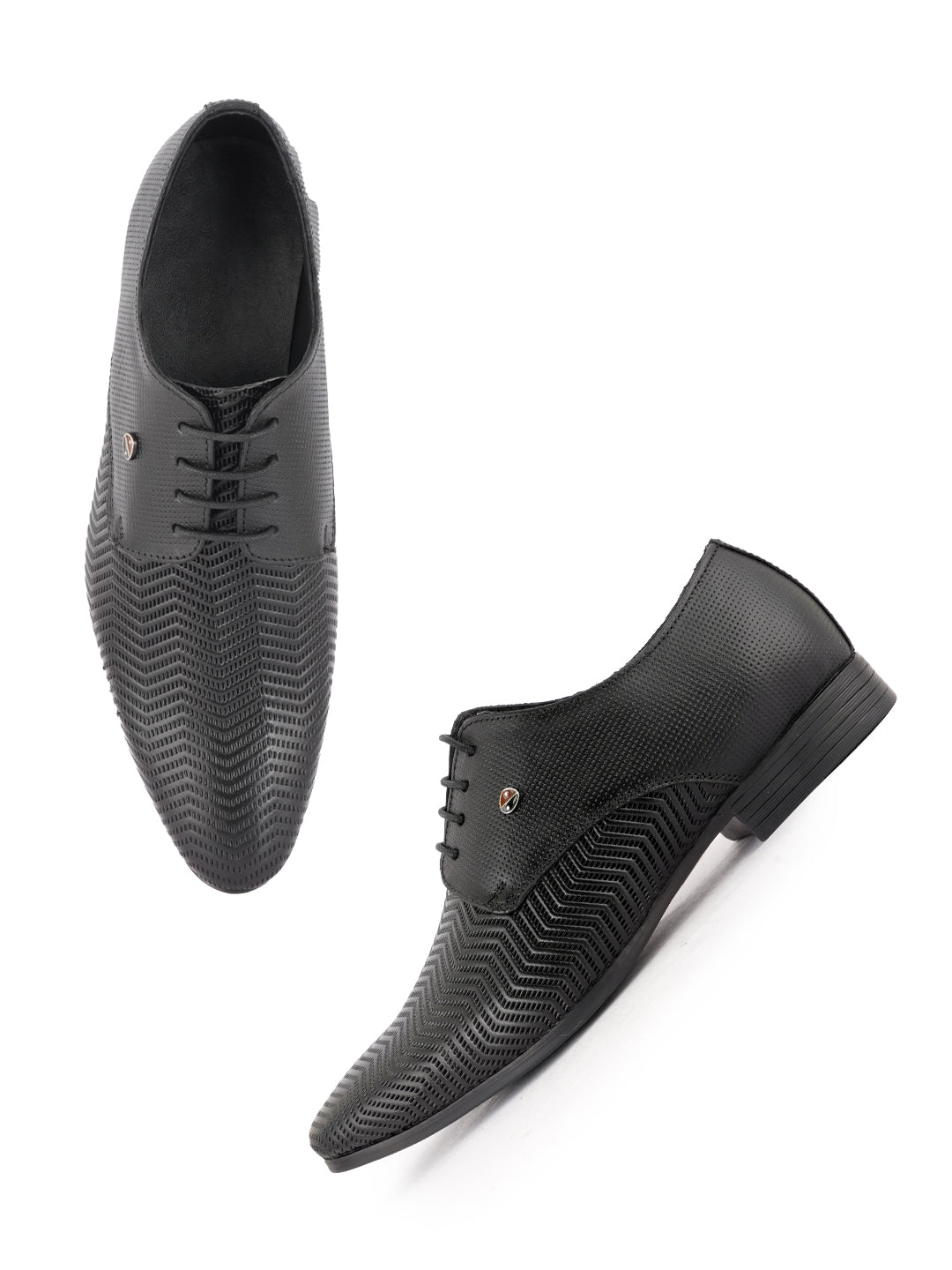 Black Men Leather Formal Derby Shoes