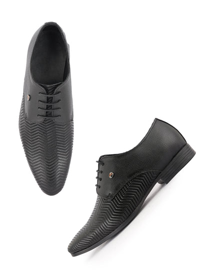 Black Men Leather Formal Derby Shoes