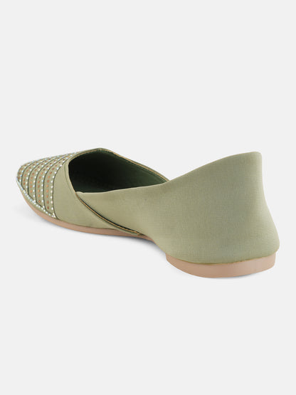 Style Shoes Designer Ethnic Embellished Square Toe Mojaris/Jutti For Women and Girls