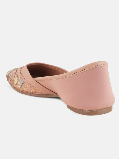 Style Shoes Designer Ethnic Embellished Square Toe Mojaris/Jutti For Women and Girls
