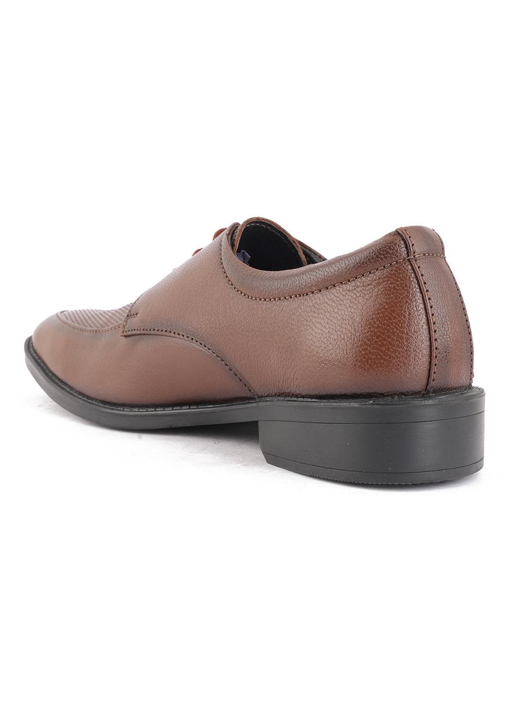 Tan Men Leather Formal Derby Shoes