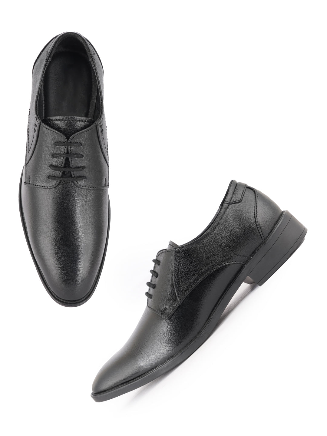 Black Men Leather Formal Derby Shoes