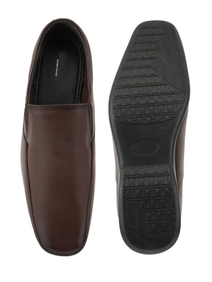 Brown Men Leather Formal Moccasin Shoes