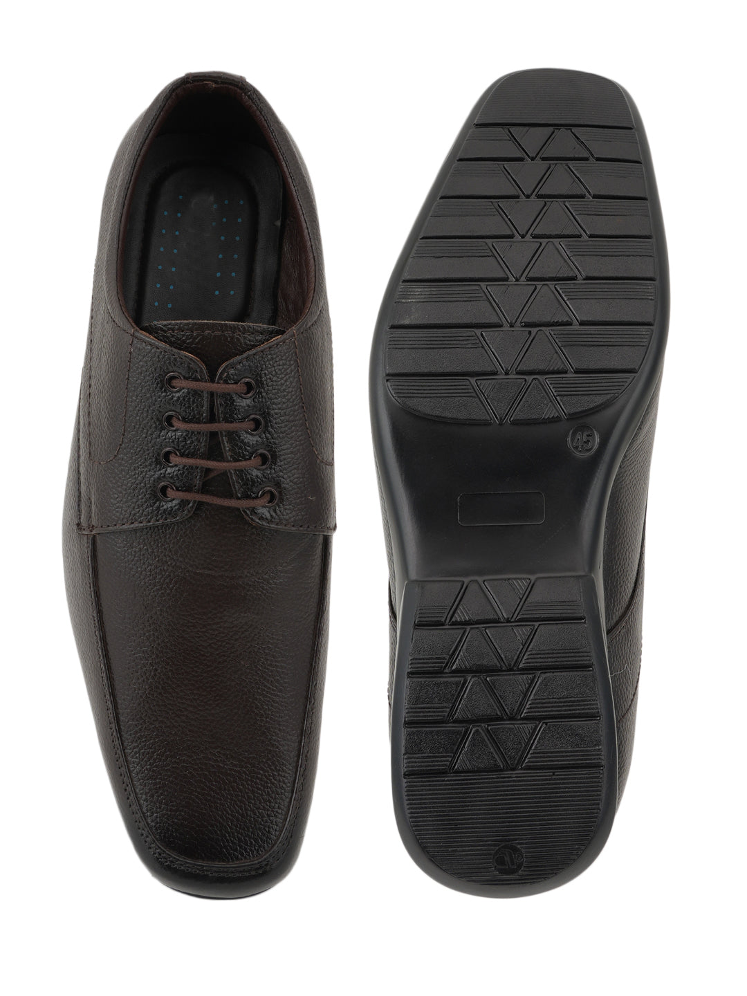 Brown Leather Formal Lace Up Derby Shoes for Men