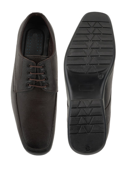 Brown Leather Formal Lace Up Derby Shoes for Men