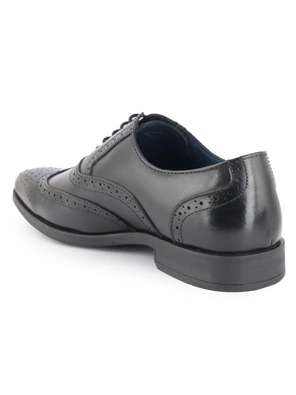 Black Lace Up Men Leather Formal Brogue Shoes
