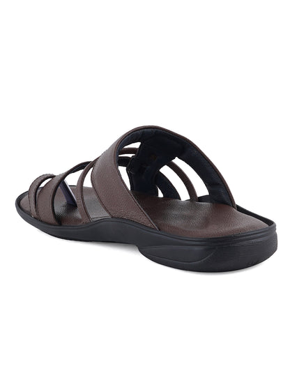 STYLE SHOES Brown Leather Sandals for Men