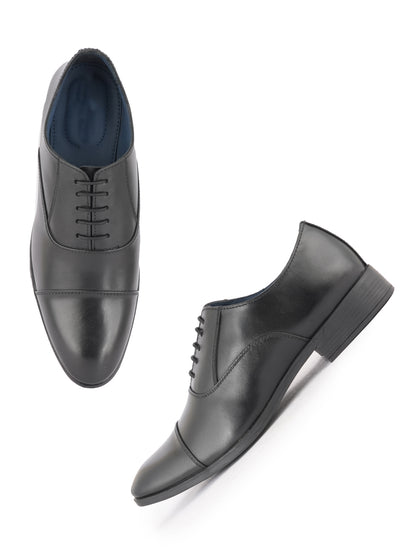 Black Lace Up Men Leather Formal Oxford Shoes